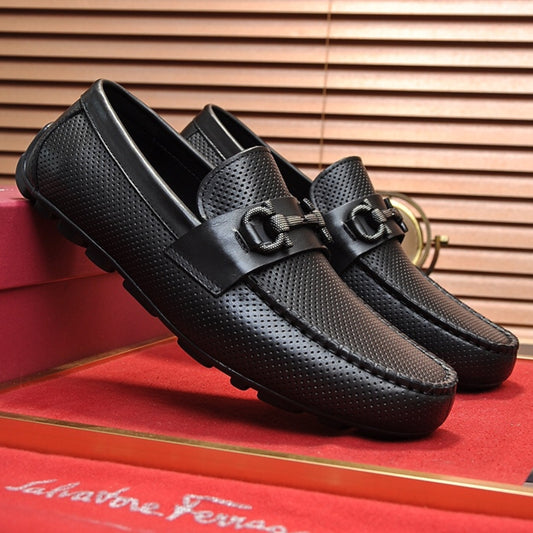 Mocassim Ferragam Social Couro Preto horsebit