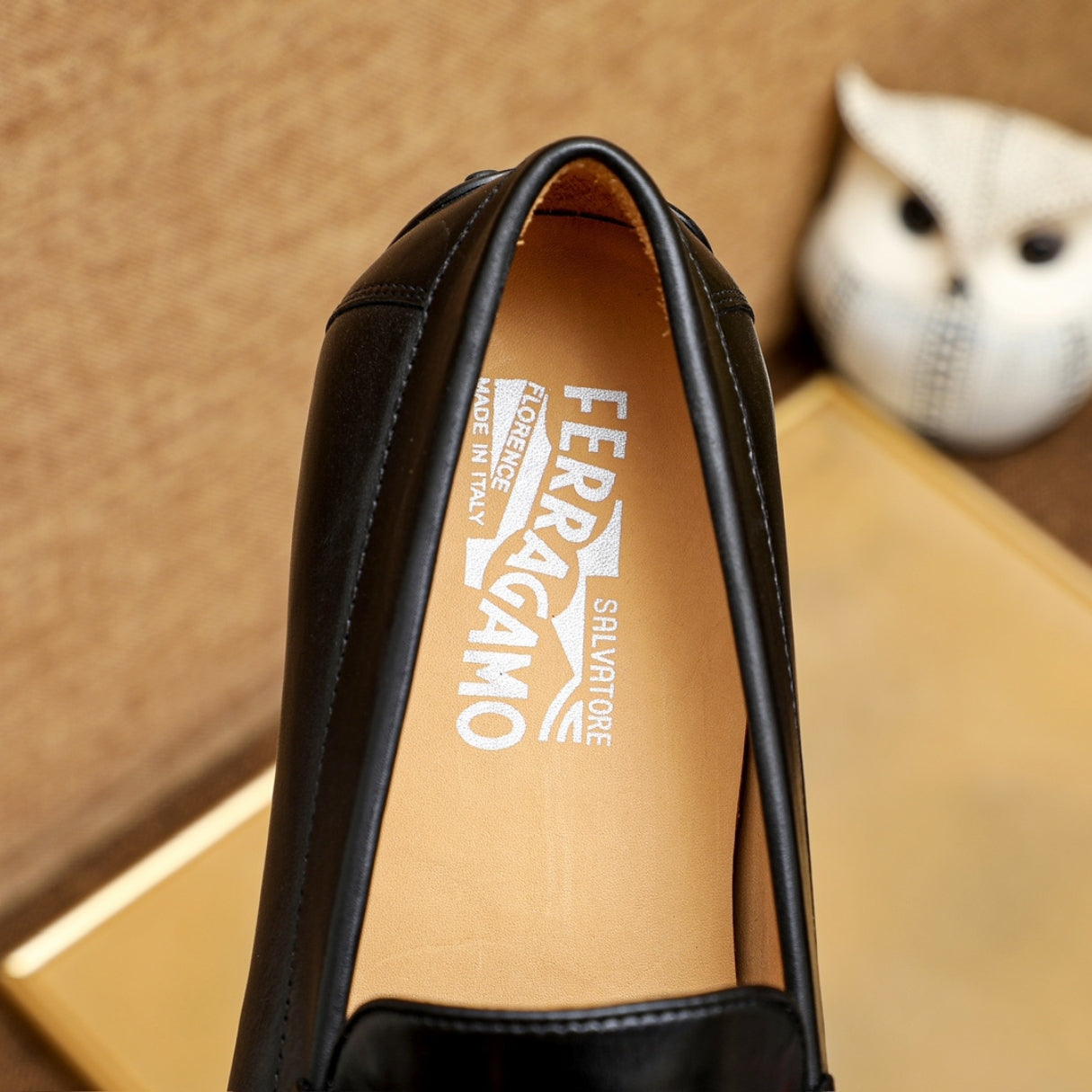 Mocassim Ferragam Social Couro Preto horsebit Preto