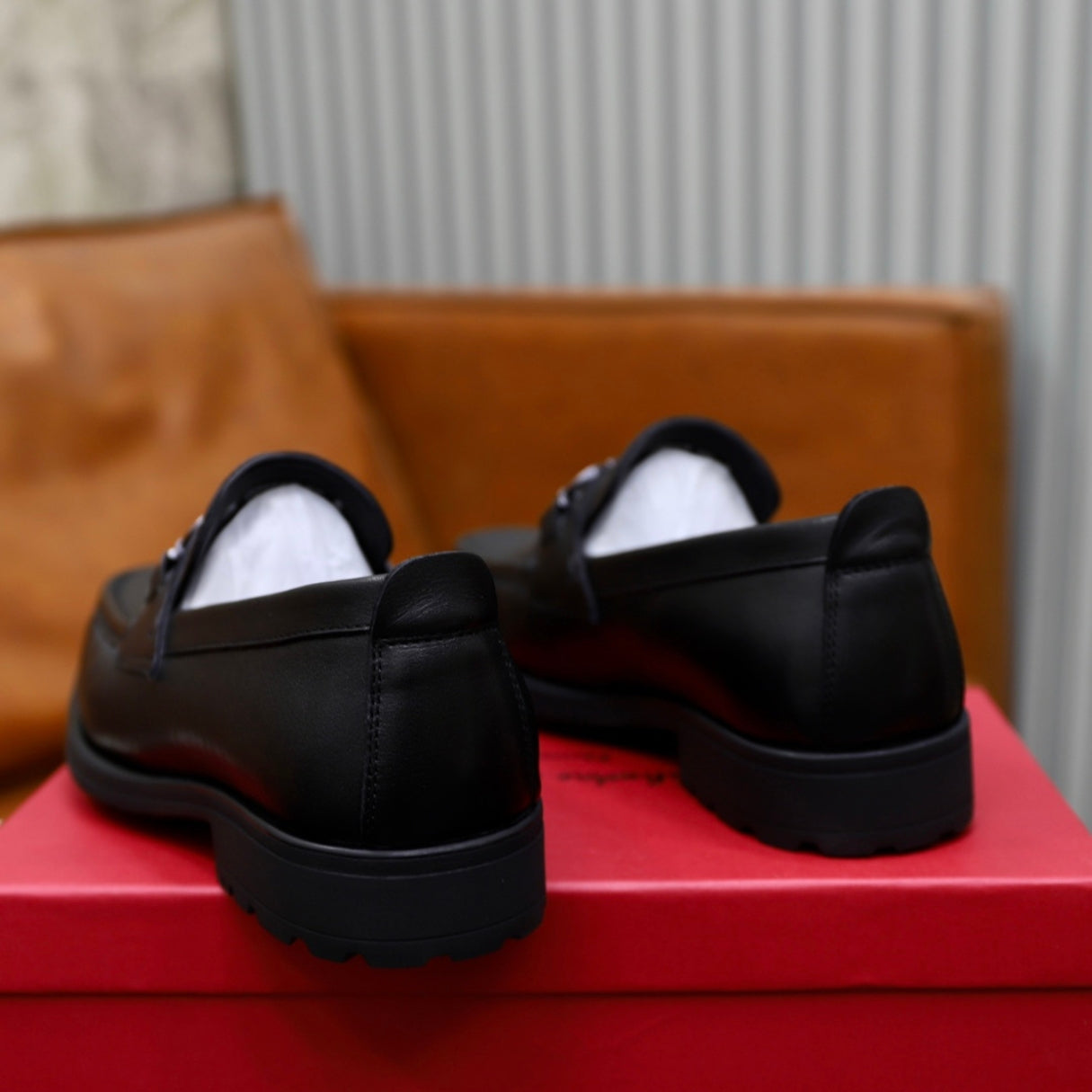 Sapato Ferragam Social Couro Preto horsebit