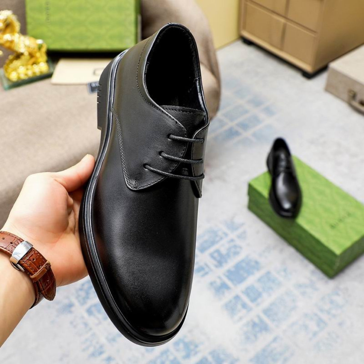 Sapato GG Social Couro Preto Robust