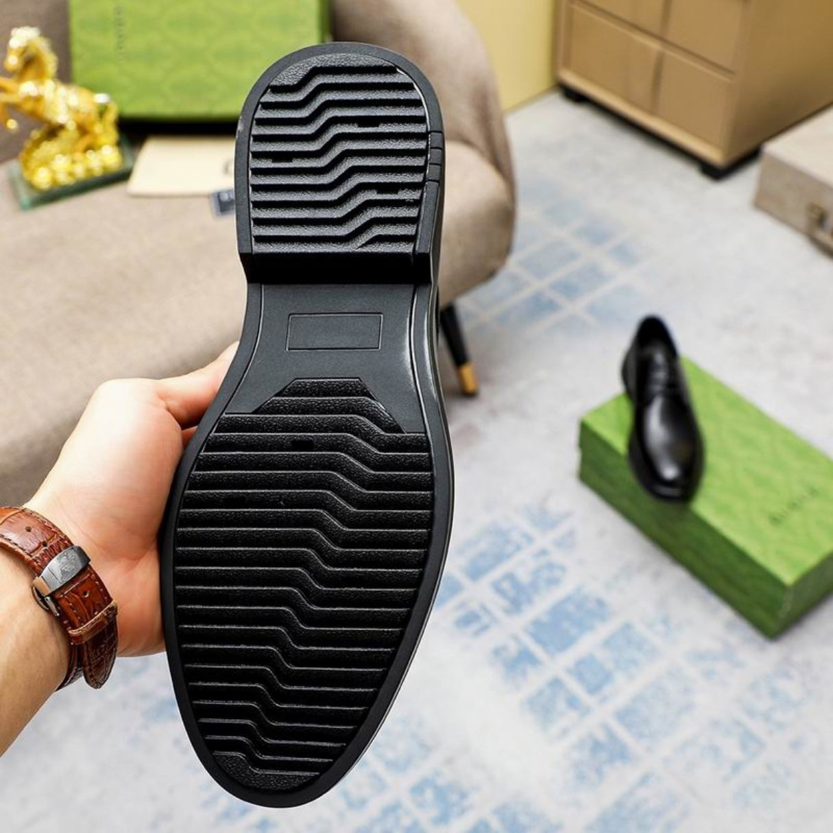 Sapato GG Social Couro Preto Robust