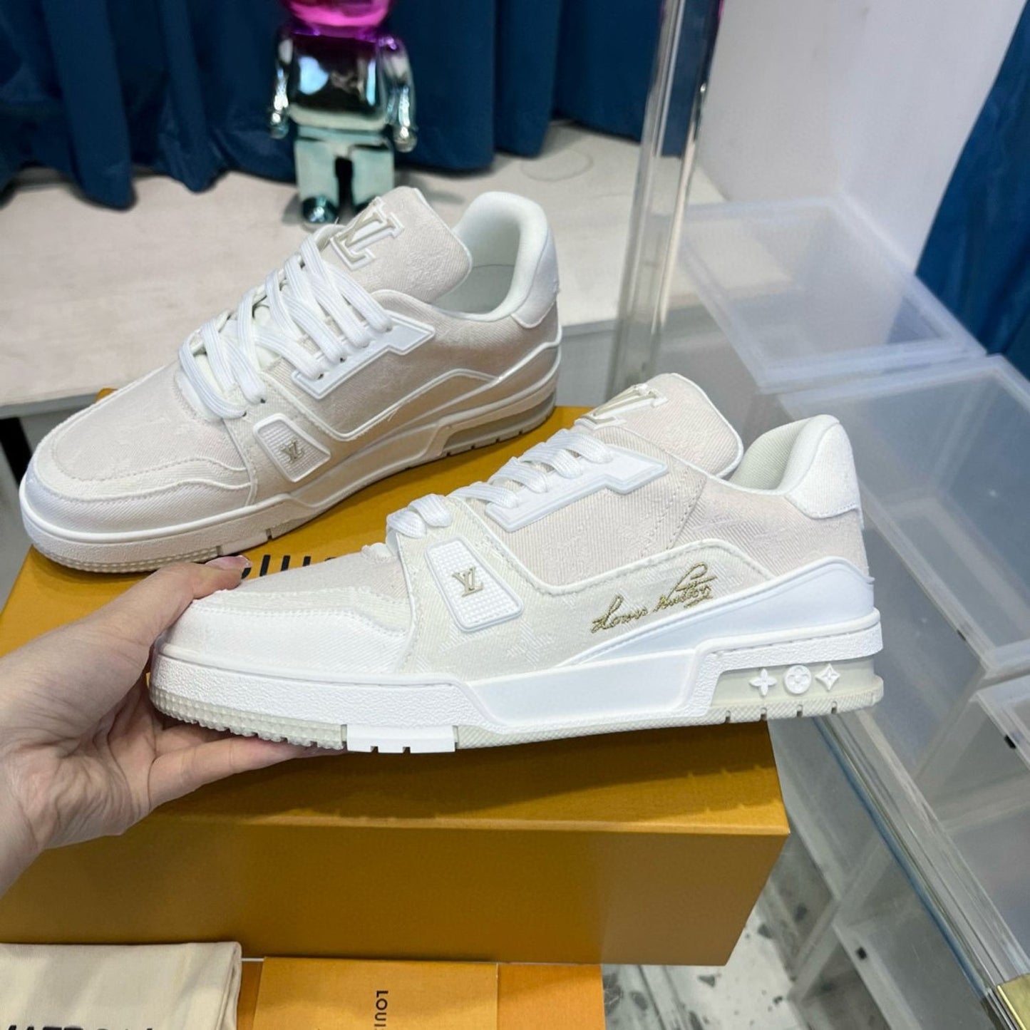 Tenis Lv Trainer Branco Tecido