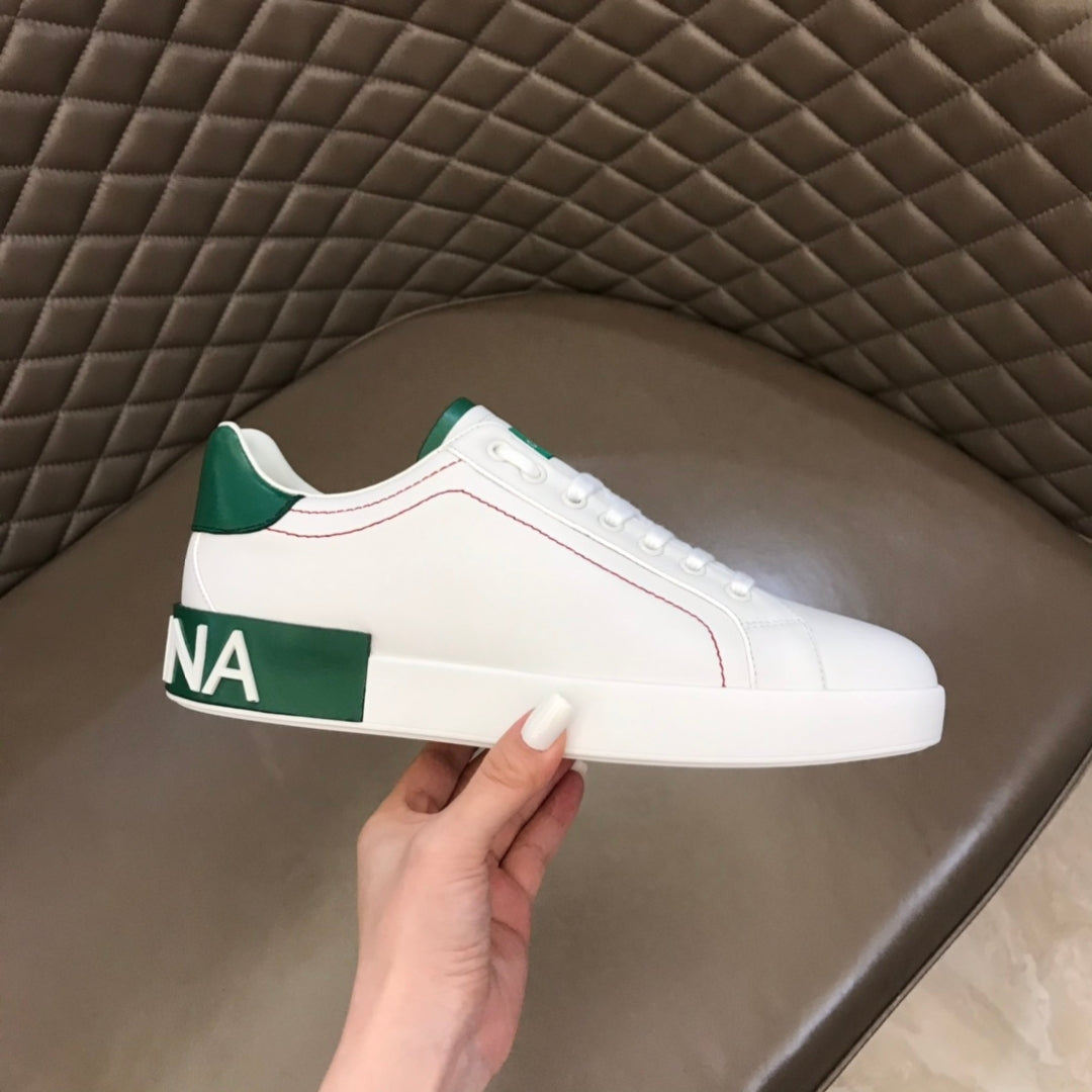 Tenis DG Portofino Couro Branco com Verde