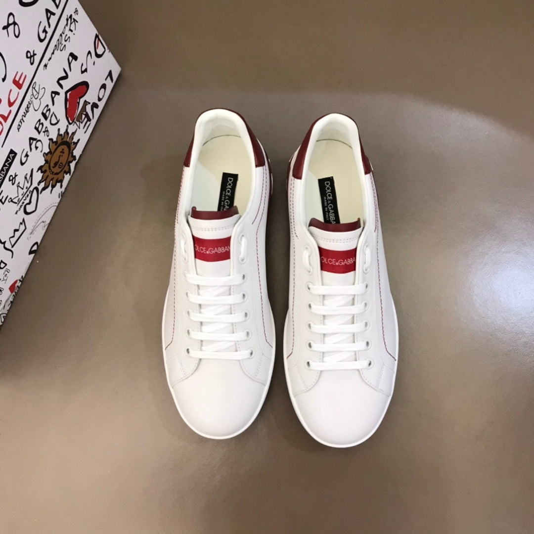 Tenis DG Portofino Couro Branco com Vermelho