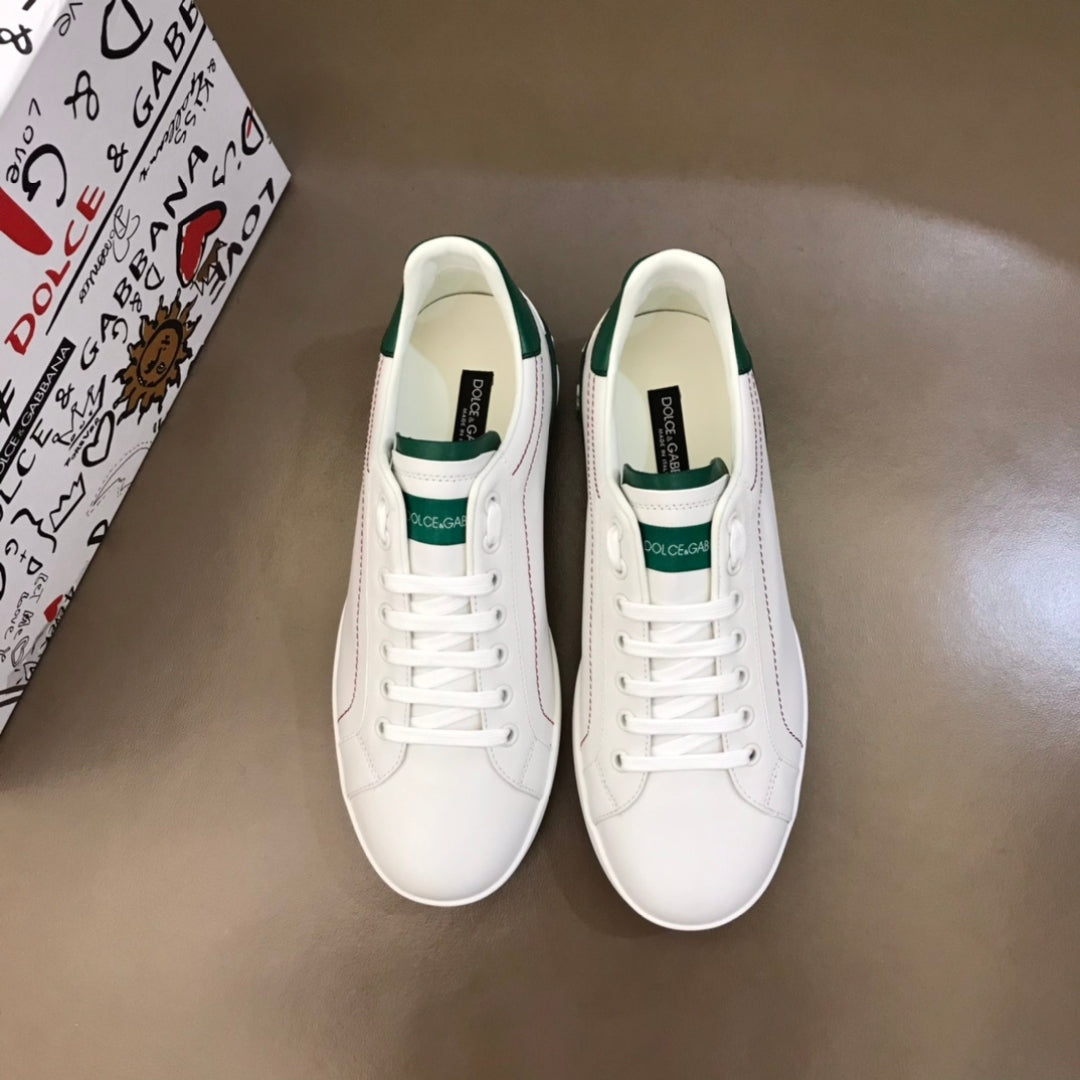 Tenis DG Portofino Couro Branco com Verde