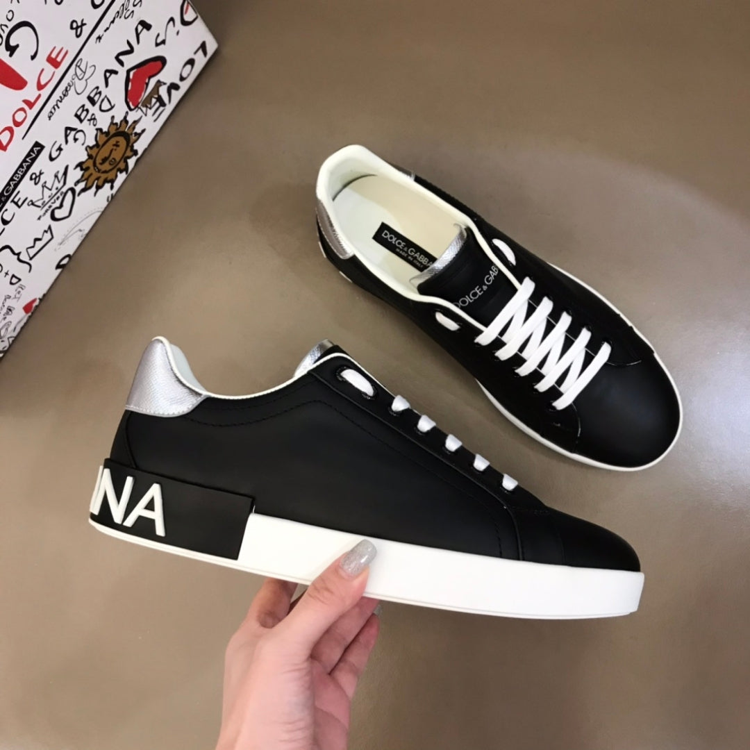 Tenis DG Portofino Couro Preto com Branco