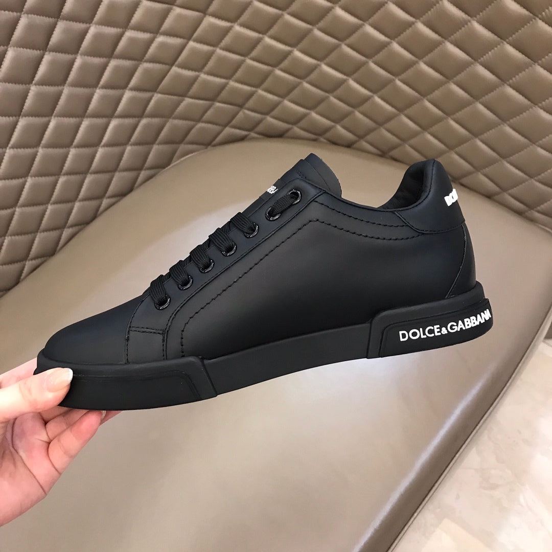 Tenis DG Portofino Couro Liso Preto