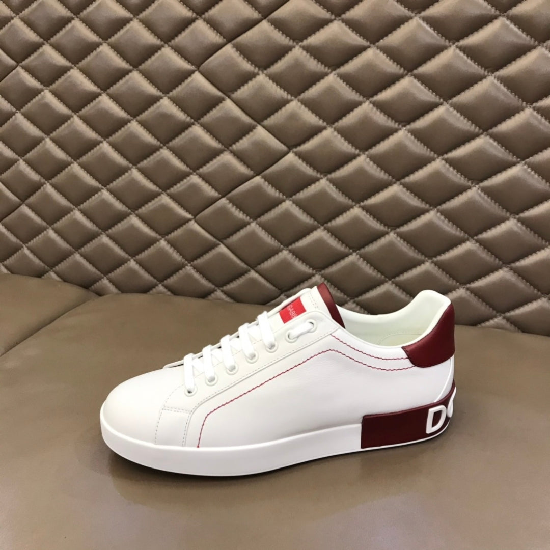 Tenis DG Portofino Couro Branco com Vermelho