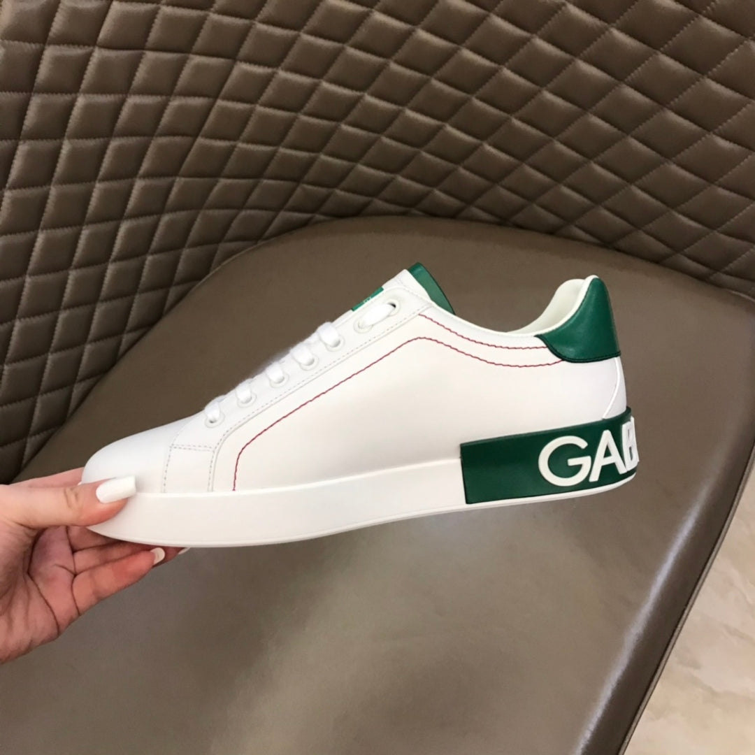 Tenis DG Portofino Couro Branco com Verde
