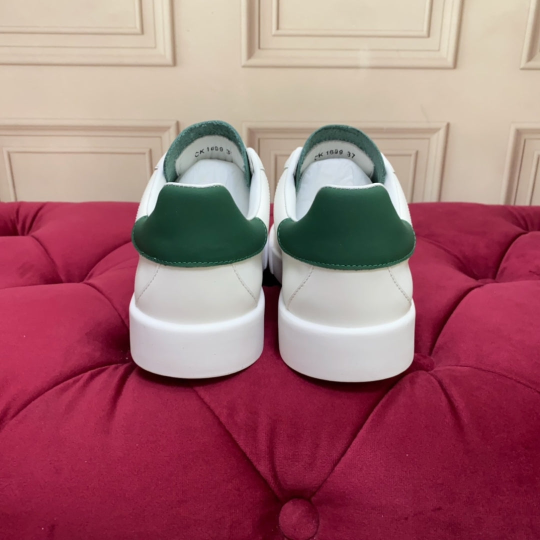 Tenis DG Portofino Couro com logo Branco com Verde