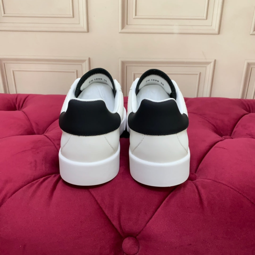 Tenis DG Portofino Couro com logo Branco com Preto