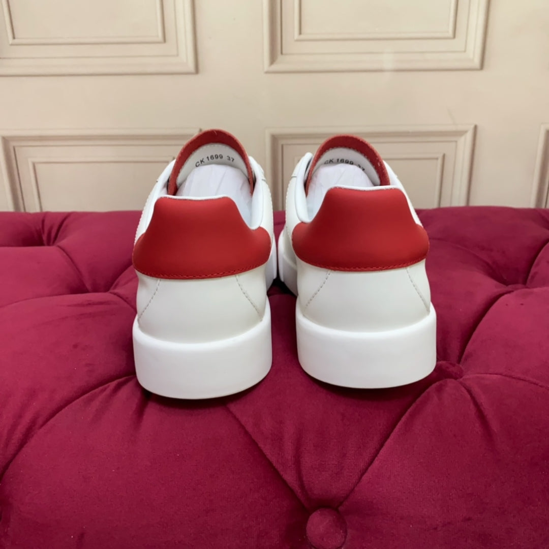 Tenis DG Portofino Couro com logo Branco com Vermelho