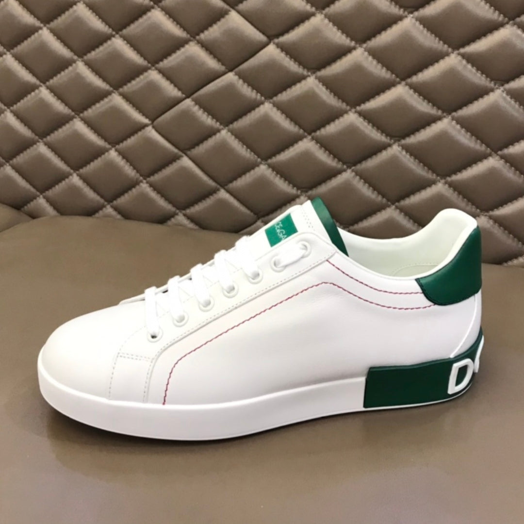 Tenis DG Portofino Couro Branco com Verde