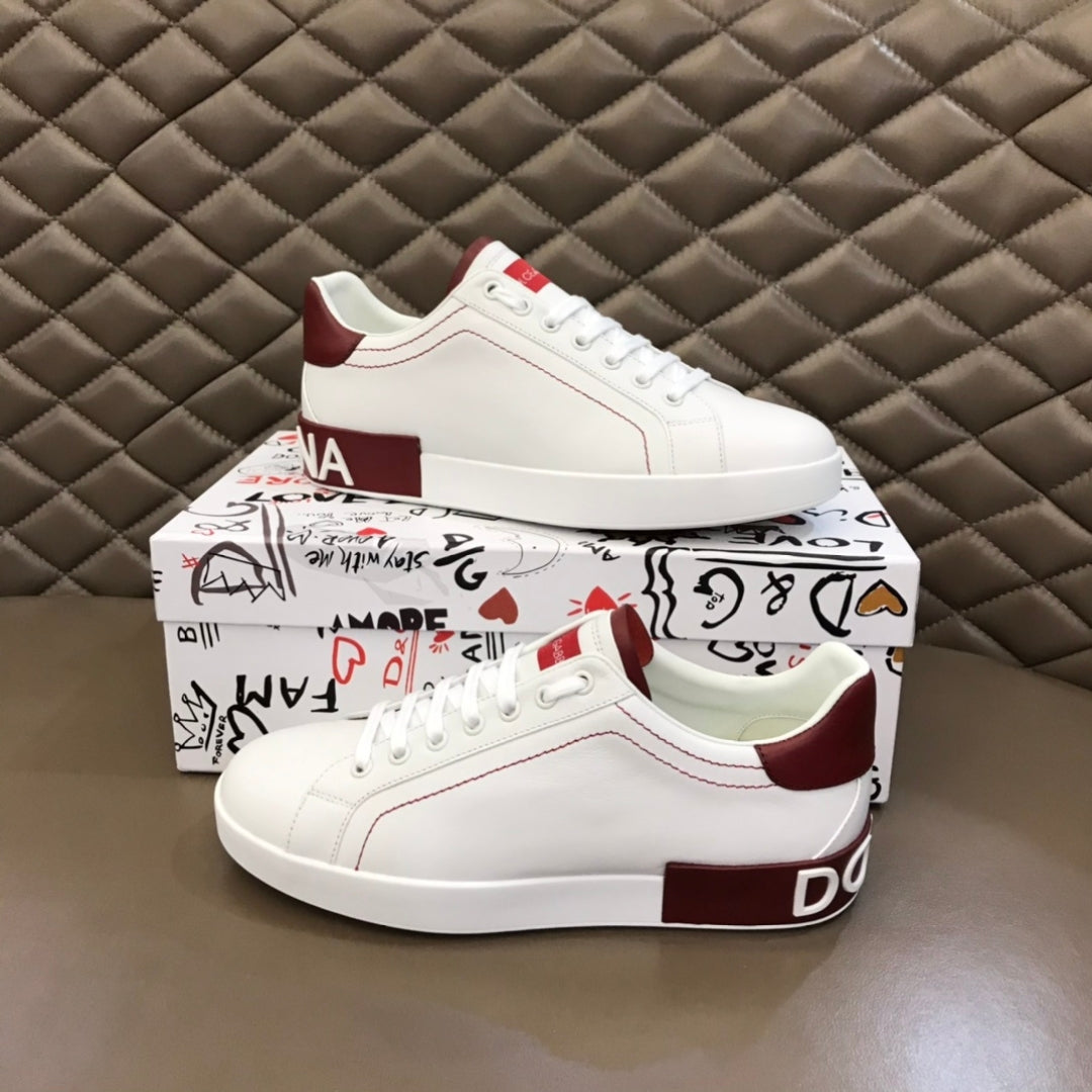 Tenis DG Portofino Couro Branco com Vermelho