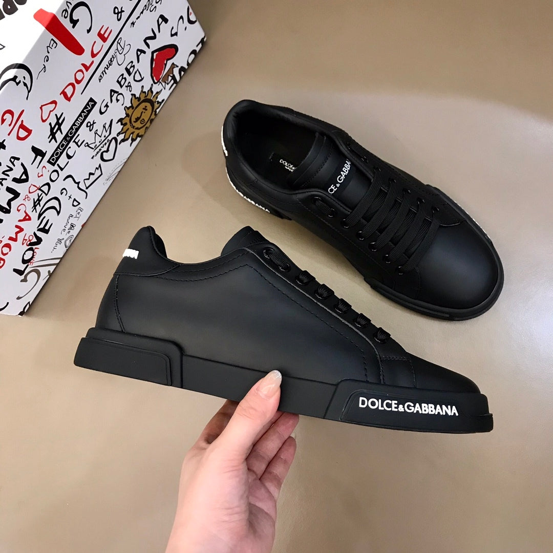 Tenis DG Portofino Couro Liso Preto