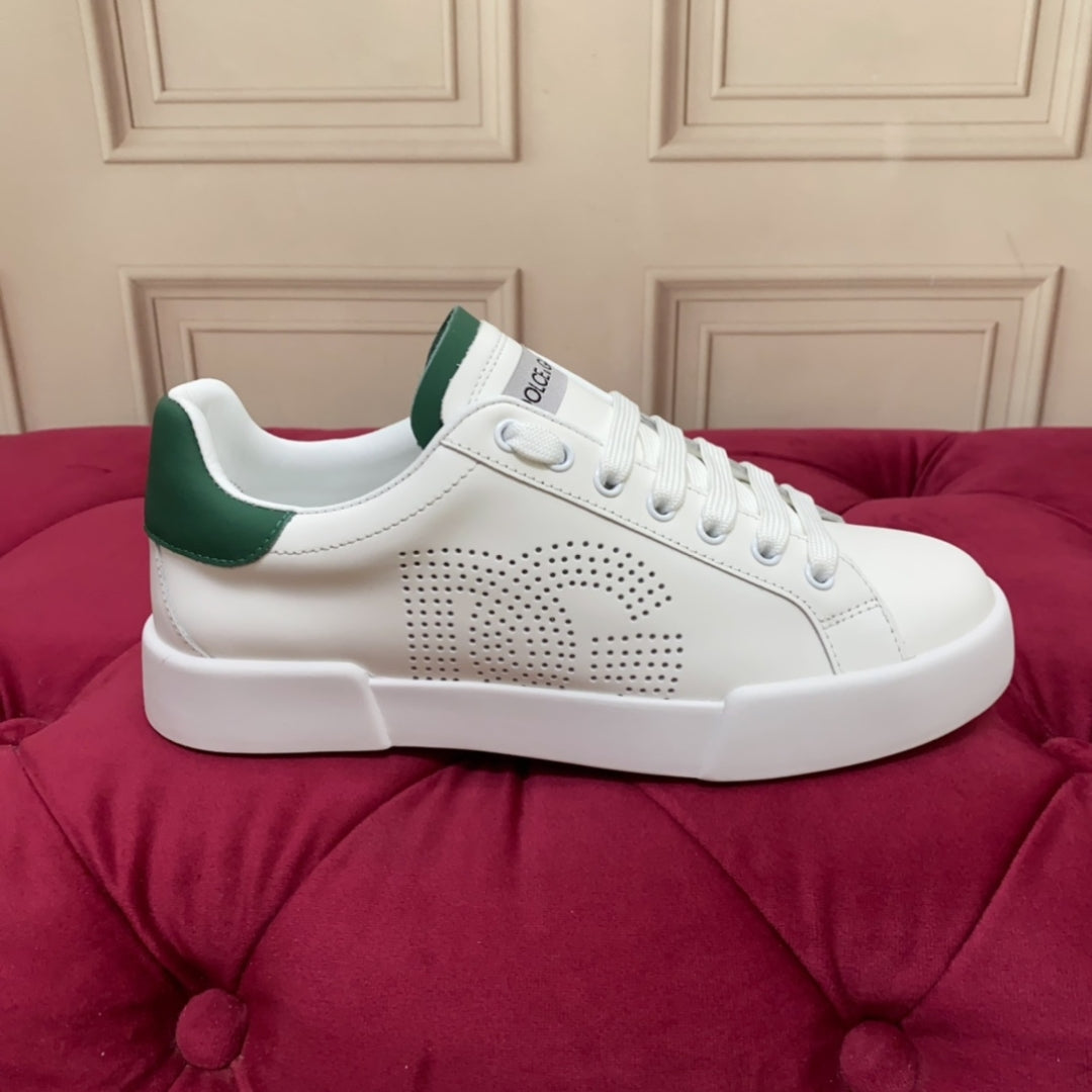 Tenis DG Portofino Couro com logo Branco com Verde