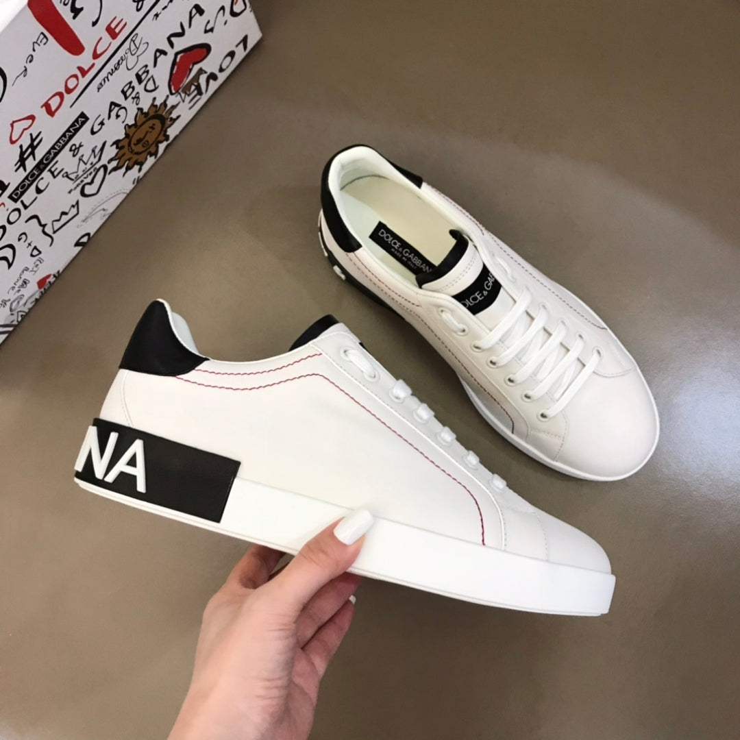 Tenis DG Portofino Couro Branco com preto