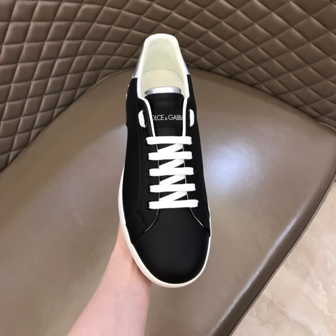 Tenis DG Portofino Couro Preto com Branco