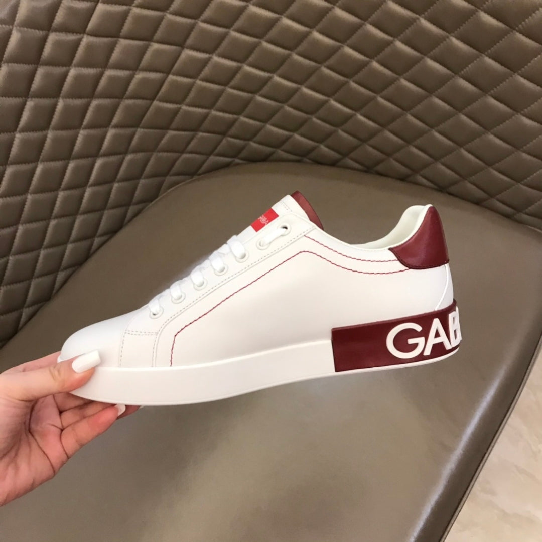 Tenis DG Portofino Couro Branco com Vermelho