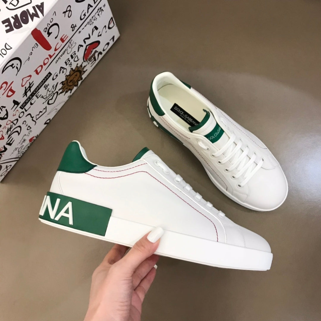 Tenis DG Portofino Couro Branco com Verde