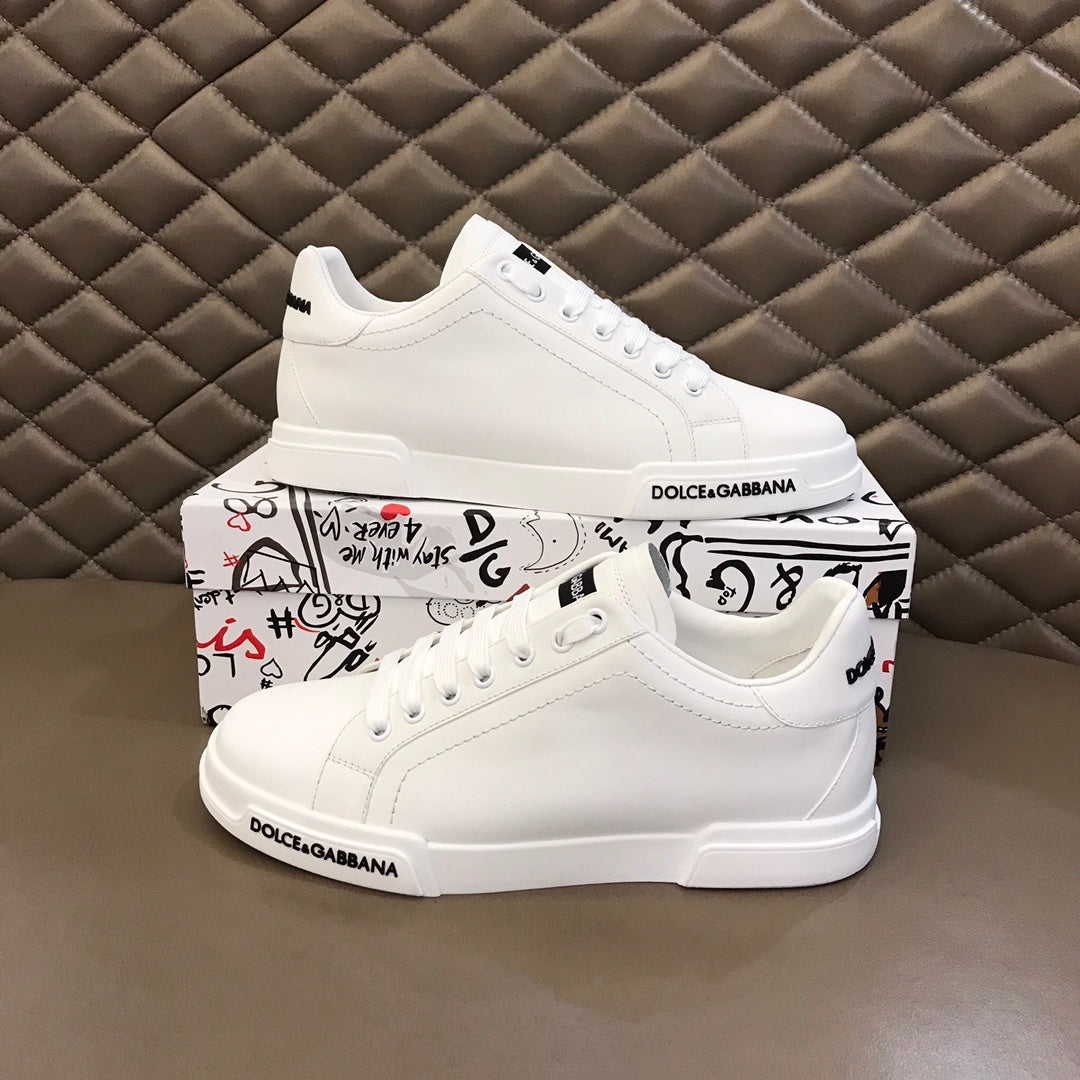 Tenis DG Portofino Couro Liso Branco