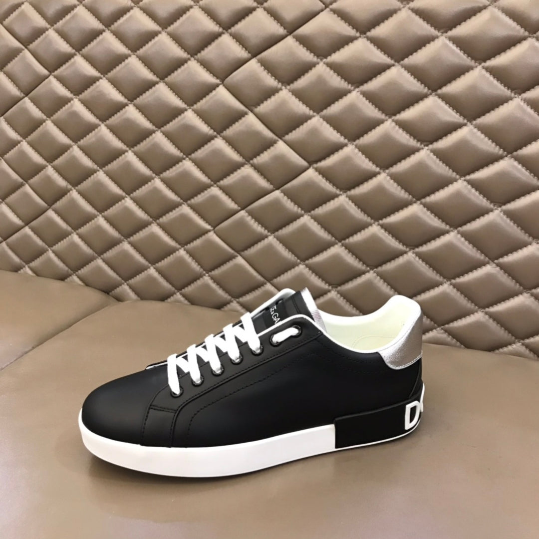 Tenis DG Portofino Couro Preto com Branco
