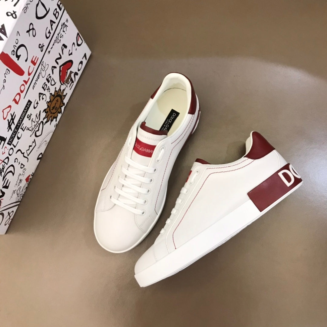 Tenis DG Portofino Couro Branco com Vermelho