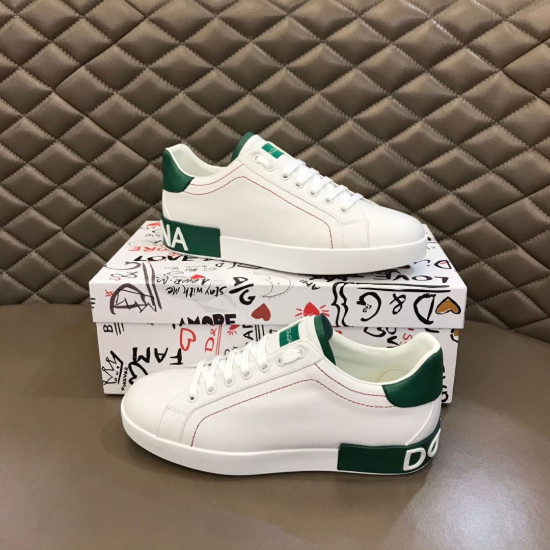 Tenis DG Portofino Couro Branco com Verde
