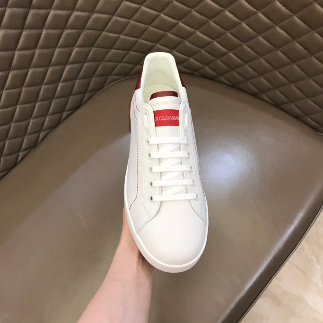 Tenis DG Portofino Couro Branco com Vermelho
