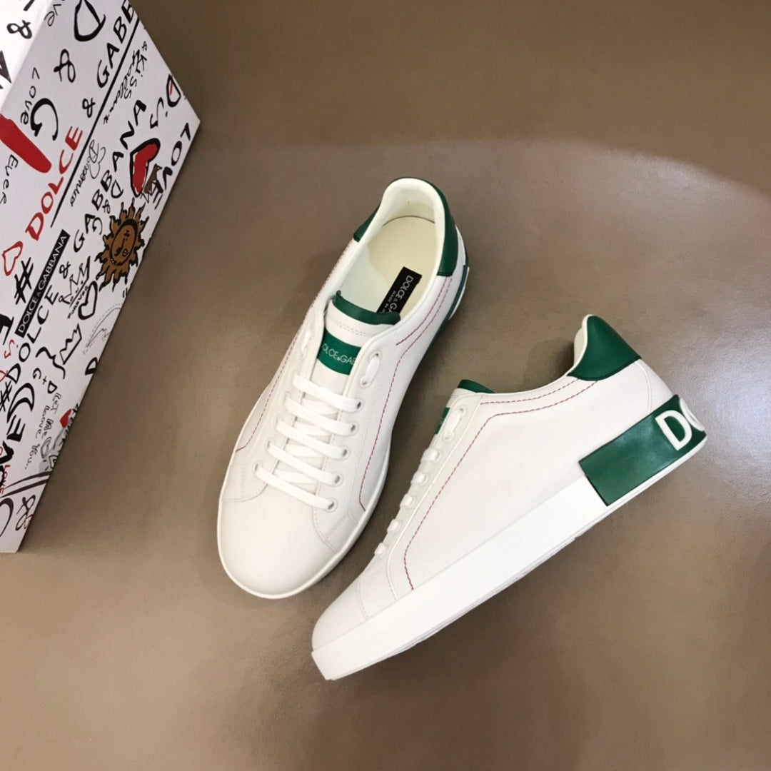 Tenis DG Portofino Couro Branco com Verde