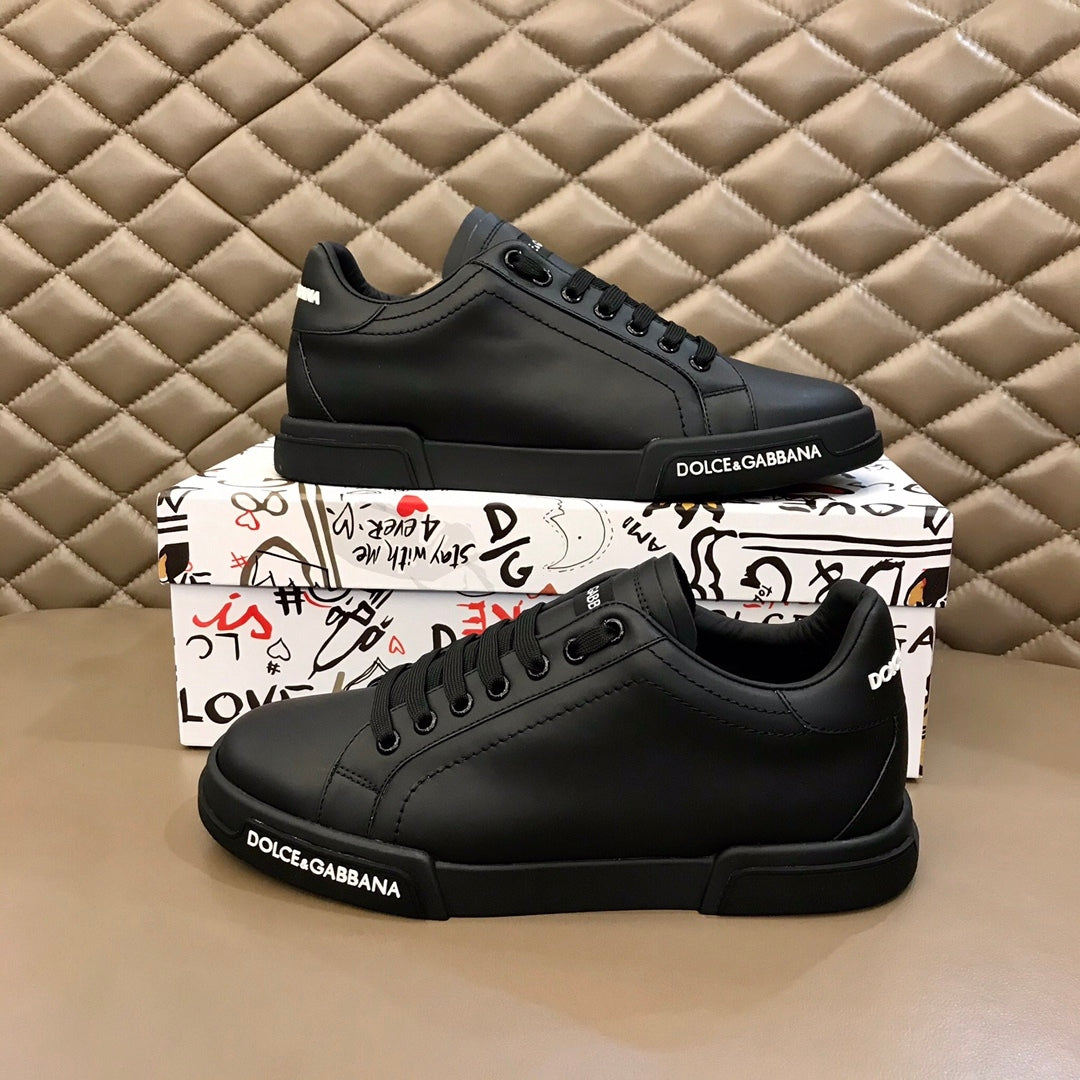 Tenis DG Portofino Couro Liso Preto