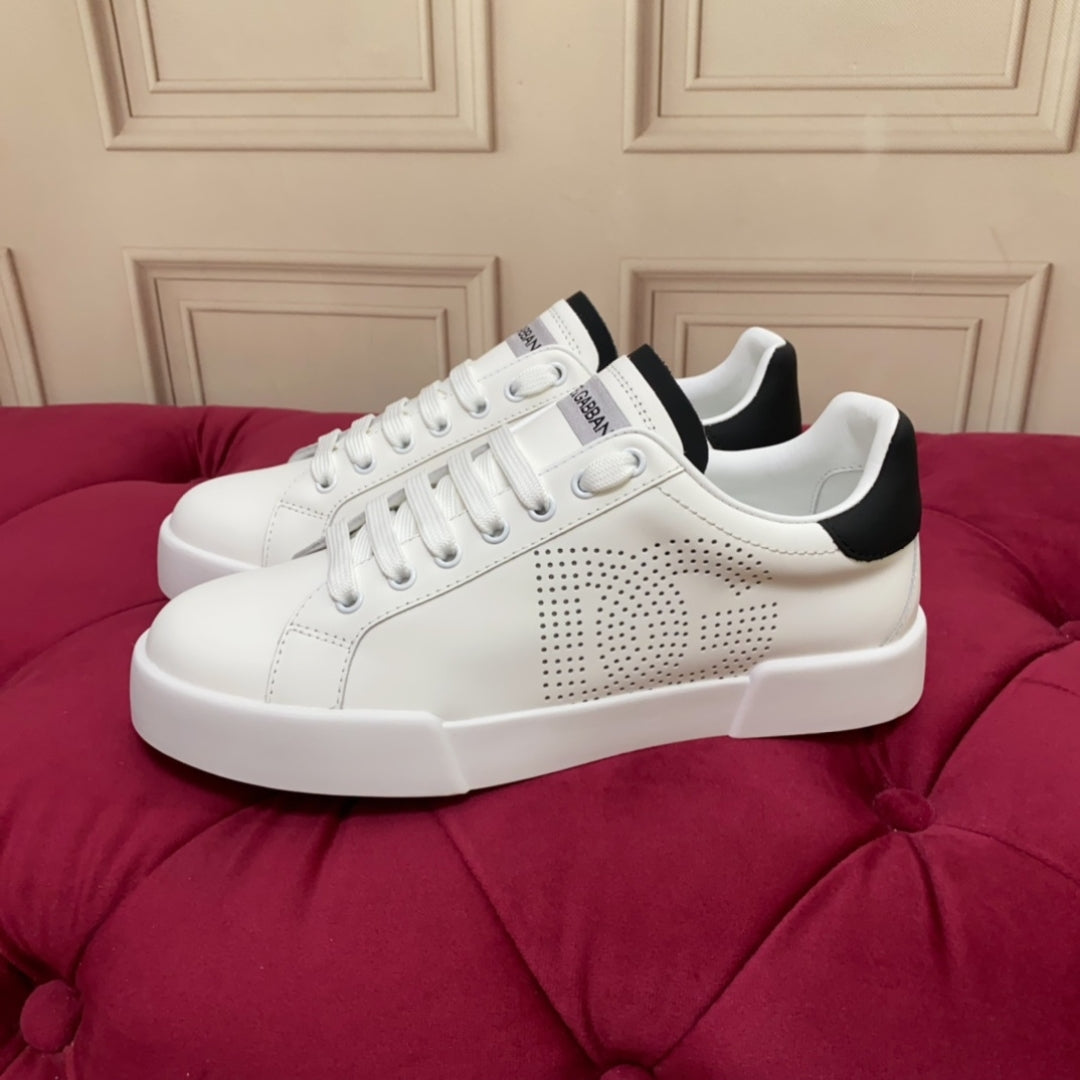 Tenis DG Portofino Couro com logo Branco com Preto