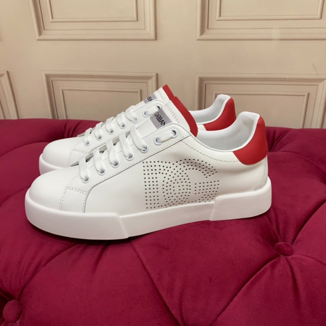 Tenis DG Portofino Couro com logo Branco com Vermelho