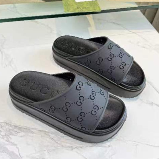 Chinelo Slide GG Preto alto Canvas