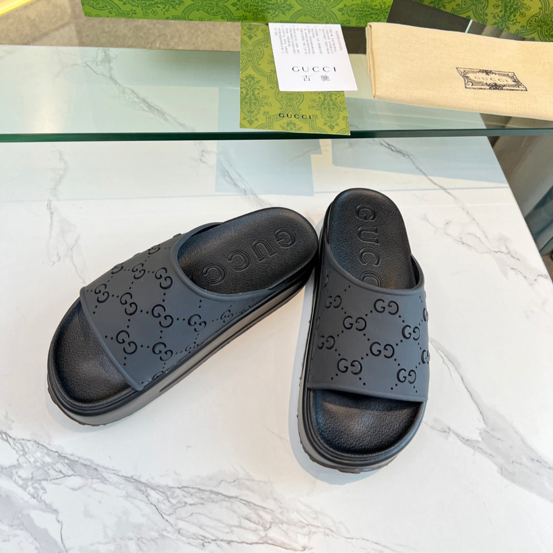 Chinelo Slide GG Preto alto Canvas