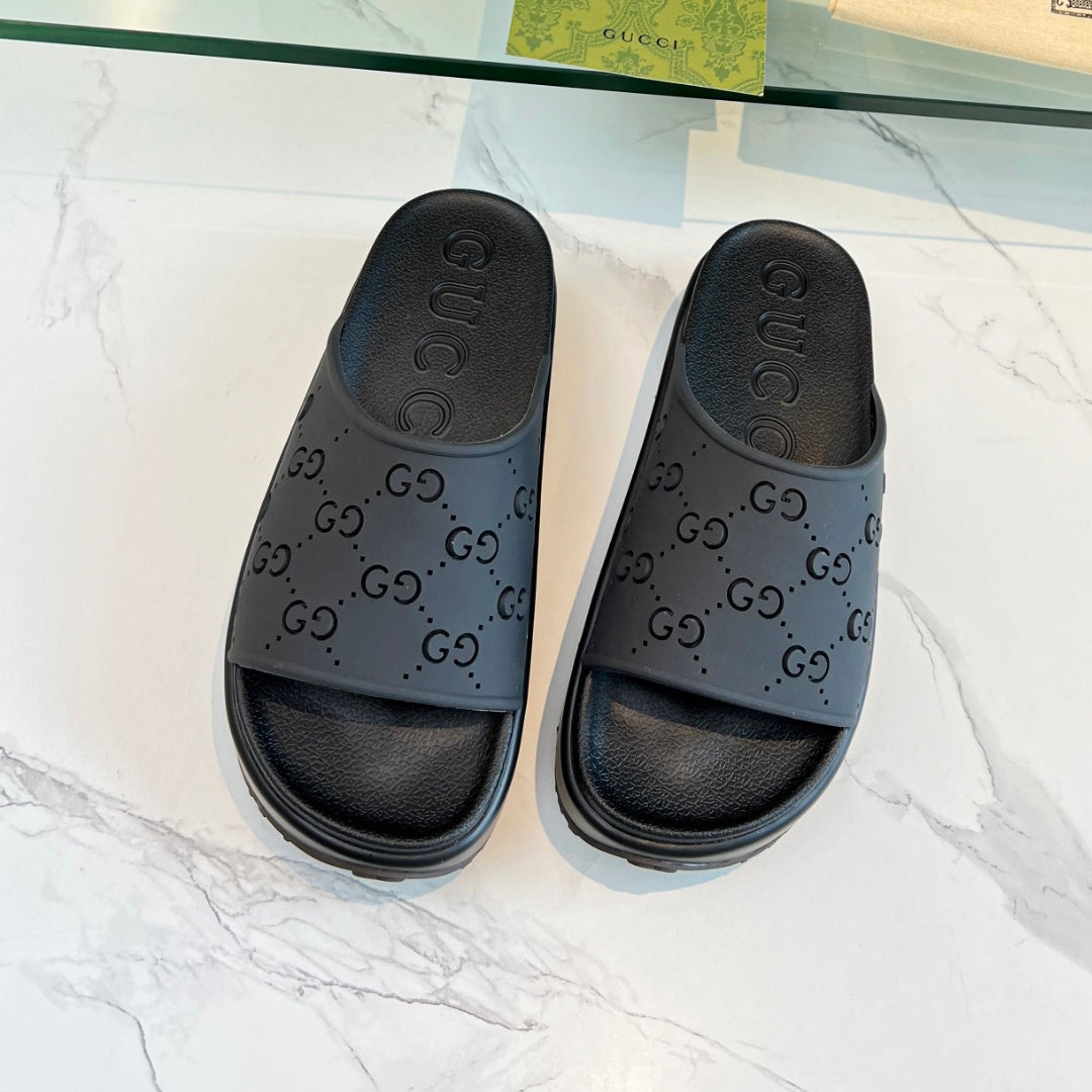 Chinelo Slide GG Preto alto Canvas