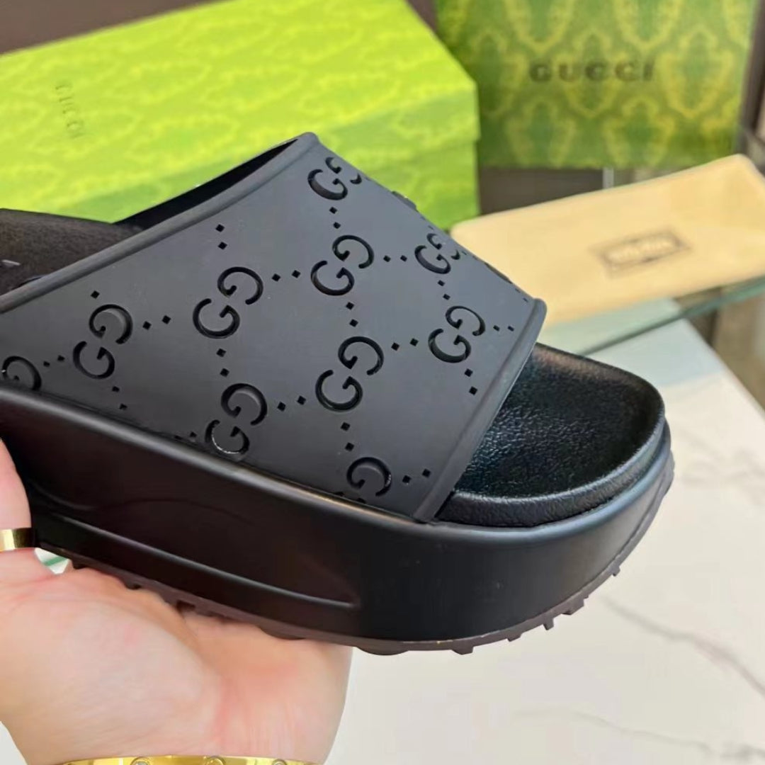 Chinelo Slide GG Preto alto Canvas