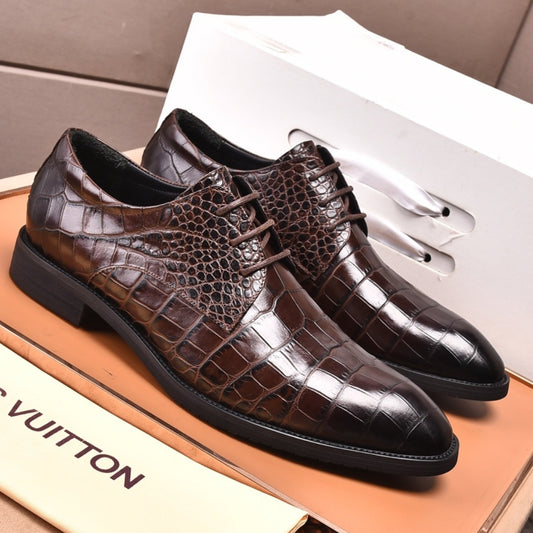 Sapato LV Couro Marrom detalhes cobra