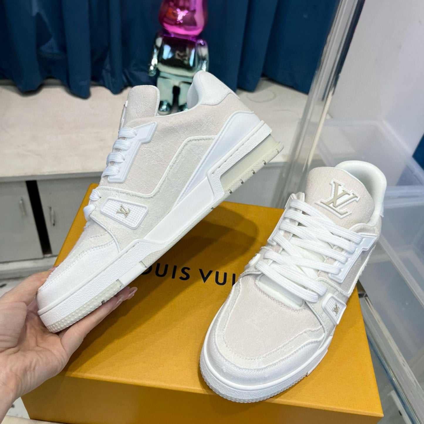 Tenis Lv Trainer Branco Tecido
