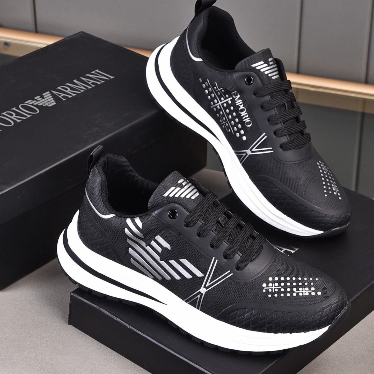 Tenis Arman Preto Casual logo lateral