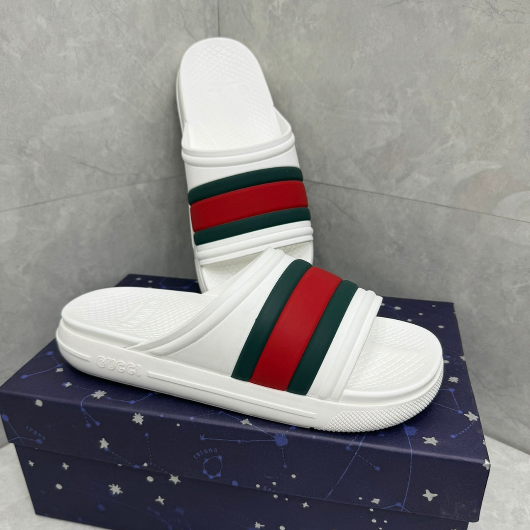 Chinelo Slide GG Branco listras web