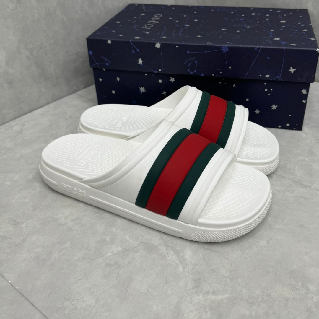 Chinelo Slide GG Branco listras web