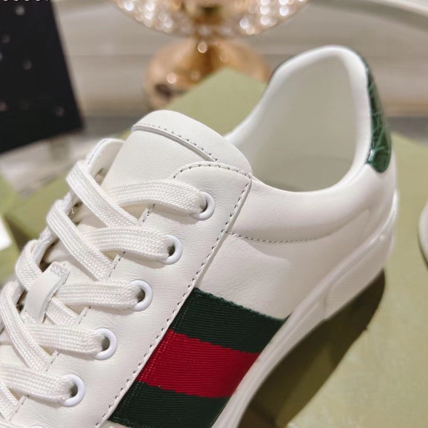 Tenis GG Ace com listras Web Branco