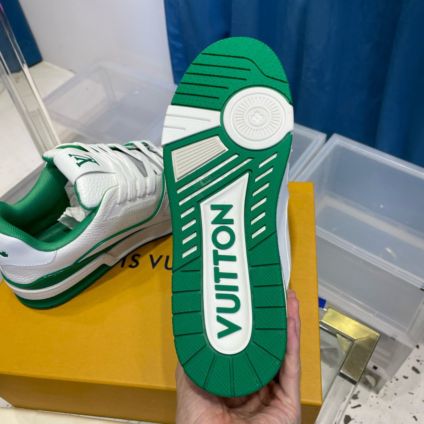 Tenis LV trainer #54 branco com Verde