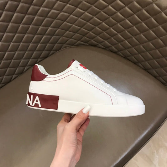 Tenis DG Portofino Couro Branco com Vermelho