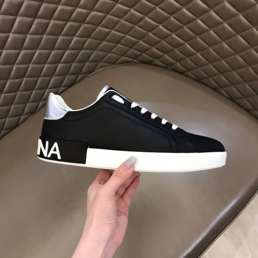 Tenis DG Portofino Couro Preto com Branco