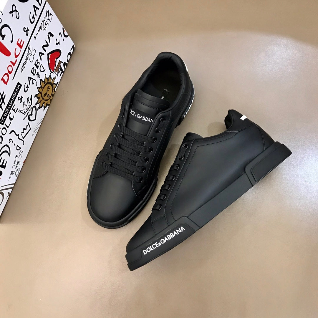 Tenis DG Portofino Couro Liso Preto