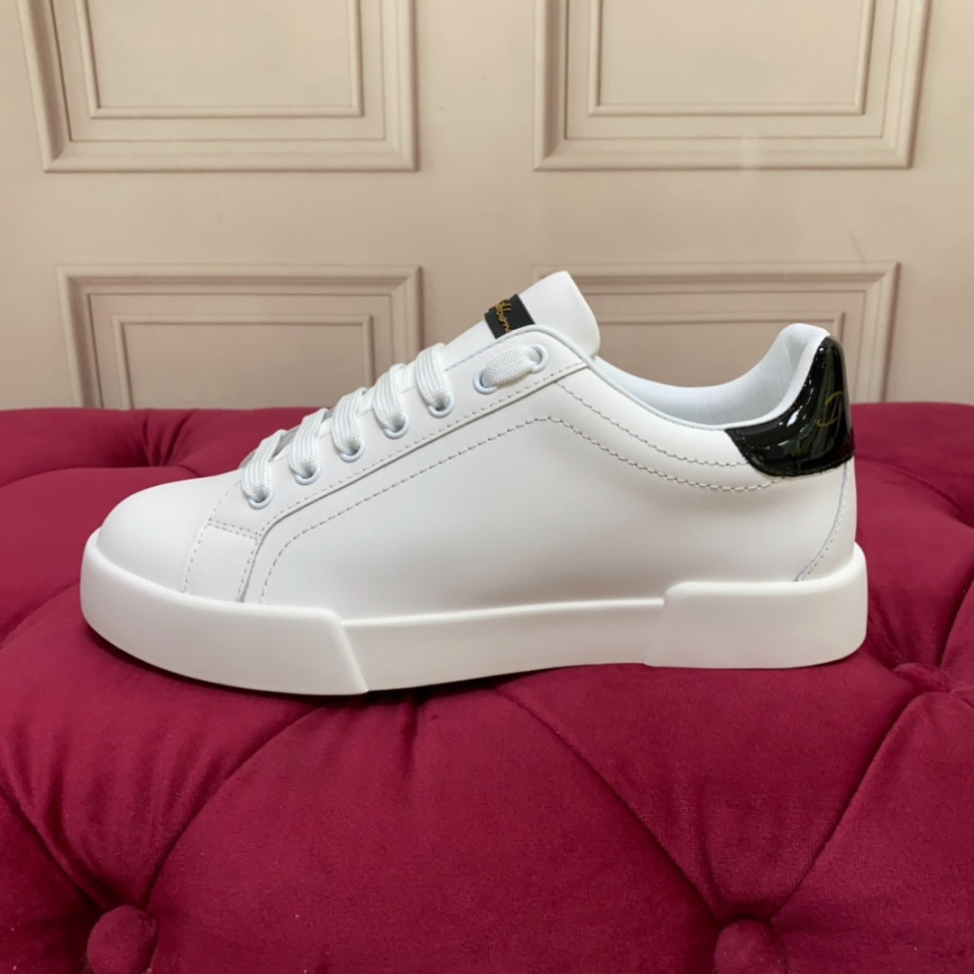 Tenis DG Portofino Couro Liso Branco com Preto