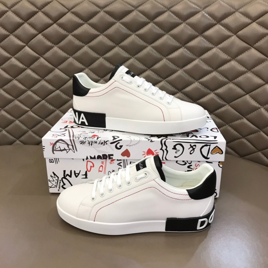 Tenis DG Portofino Couro Branco com preto