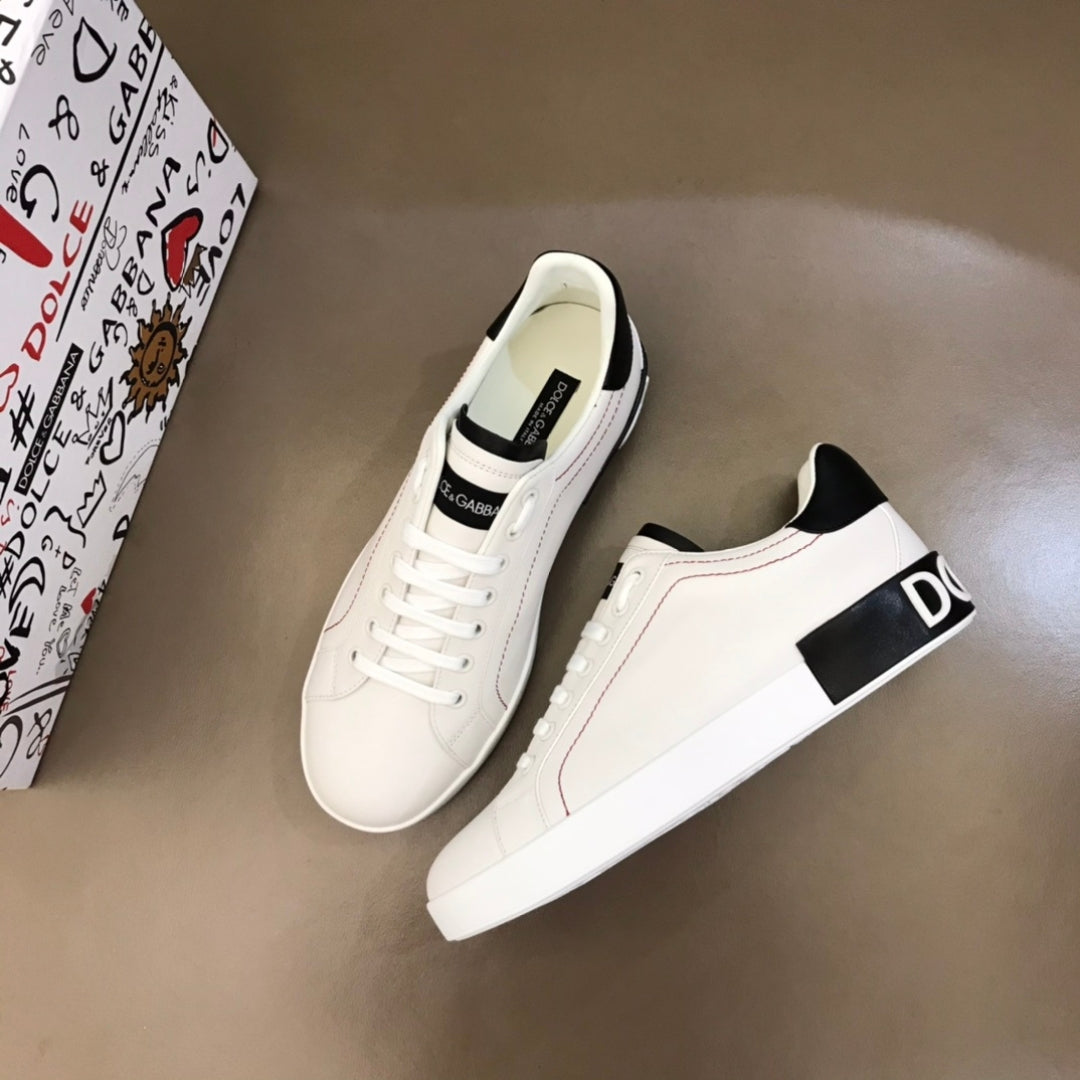 Tenis DG Portofino Couro Branco com preto